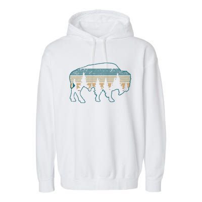 Bison American Buffalo Vintage National Park Souvenir Gift Garment-Dyed Fleece Hoodie