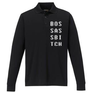 Boss Ass Bitch Gift Performance Long Sleeve Polo