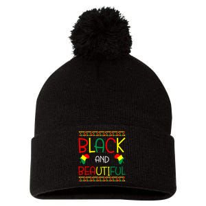 Black And Beautiful History Month African Gift Pom Pom 12in Knit Beanie