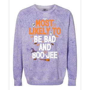 Bad And Boojee Funny Halloween Matching Group Spooky Boo Cool Gift Colorblast Crewneck Sweatshirt