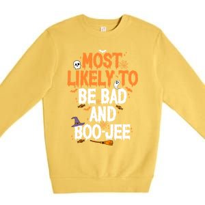 Bad And Boojee Funny Halloween Matching Group Spooky Boo Cool Gift Premium Crewneck Sweatshirt