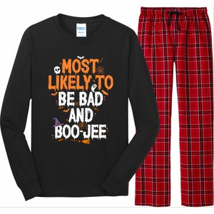 Bad And Boojee Funny Halloween Matching Group Spooky Boo Cool Gift Long Sleeve Pajama Set