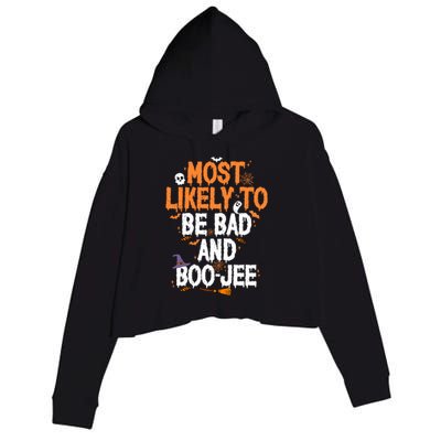 Bad And Boojee Funny Halloween Matching Group Spooky Boo Cool Gift Crop Fleece Hoodie