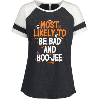 Bad And Boojee Funny Halloween Matching Group Spooky Boo Cool Gift Enza Ladies Jersey Colorblock Tee