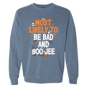 Bad And Boojee Funny Halloween Matching Group Spooky Boo Cool Gift Garment-Dyed Sweatshirt