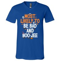 Bad And Boojee Funny Halloween Matching Group Spooky Boo Cool Gift V-Neck T-Shirt