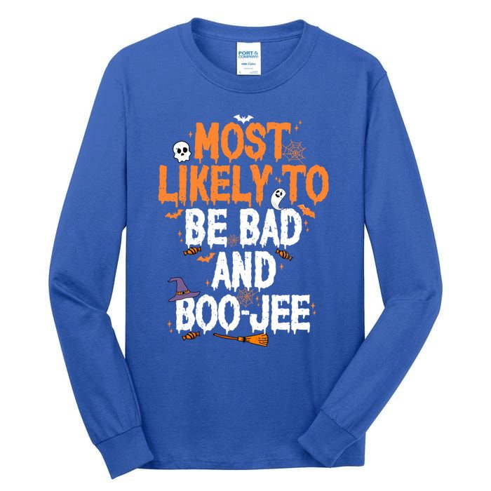 Bad And Boojee Funny Halloween Matching Group Spooky Boo Cool Gift Tall Long Sleeve T-Shirt