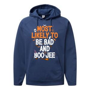 Bad And Boojee Funny Halloween Matching Group Spooky Boo Cool Gift Performance Fleece Hoodie