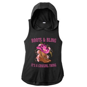 Boots and Bling its a Cowgirl Thing Cute Love Country Life Ladies PosiCharge Tri-Blend Wicking Draft Hoodie Tank