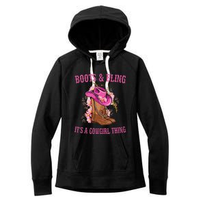 Boots and Bling its a Cowgirl Thing Cute Love Country Life Women's Fleece Hoodie