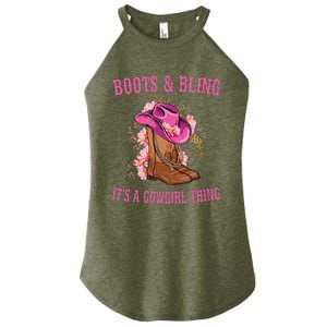 Boots and Bling its a Cowgirl Thing Cute Love Country Life Women's Perfect Tri Rocker Tank