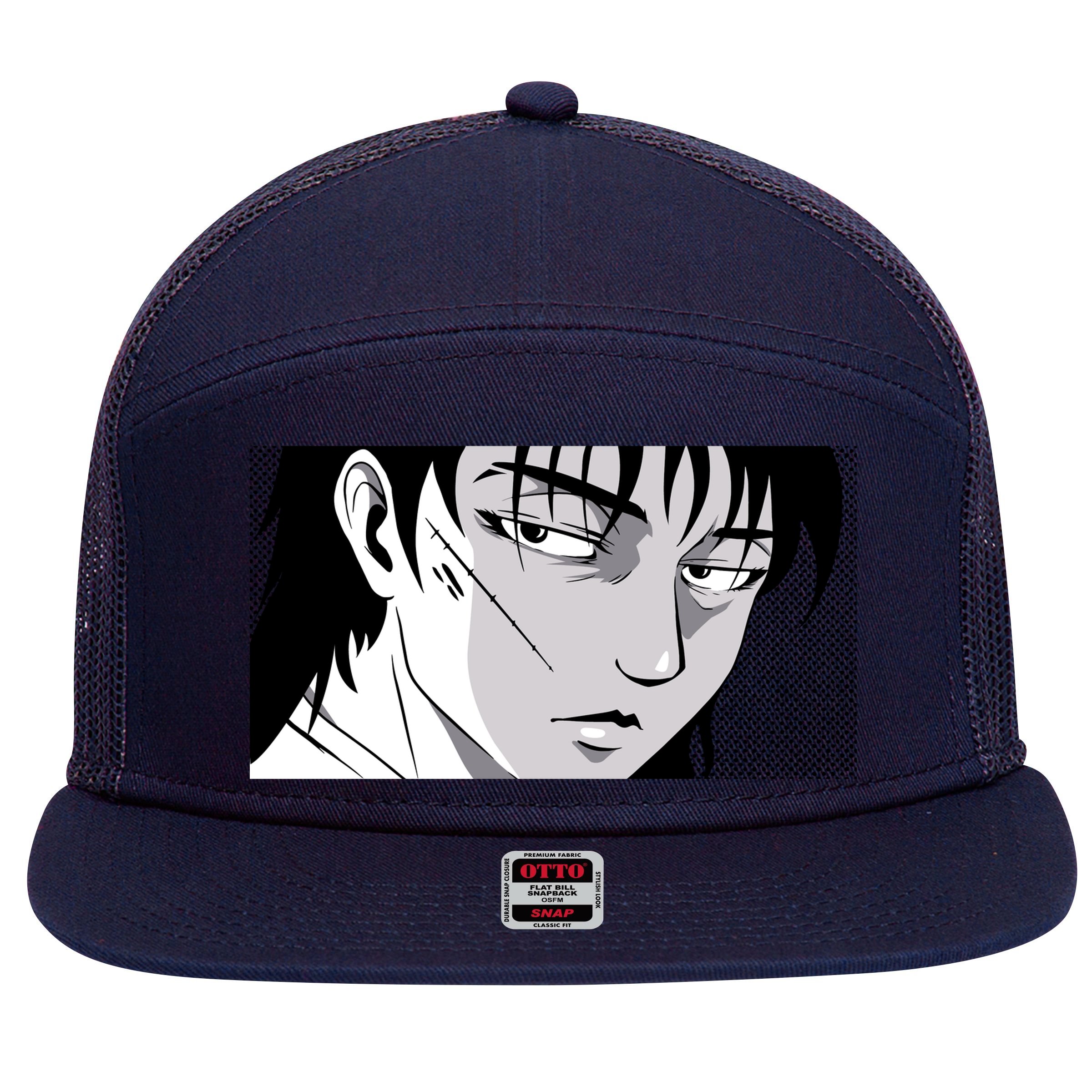 Badass Anime Boy 7 Panel Mesh Trucker Snapback Hat