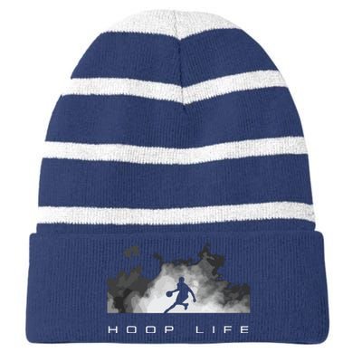 Basketball Apparel Basketball Hoop Life Striped Beanie with Solid Band