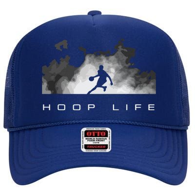 Basketball Apparel Basketball Hoop Life High Crown Mesh Back Trucker Hat