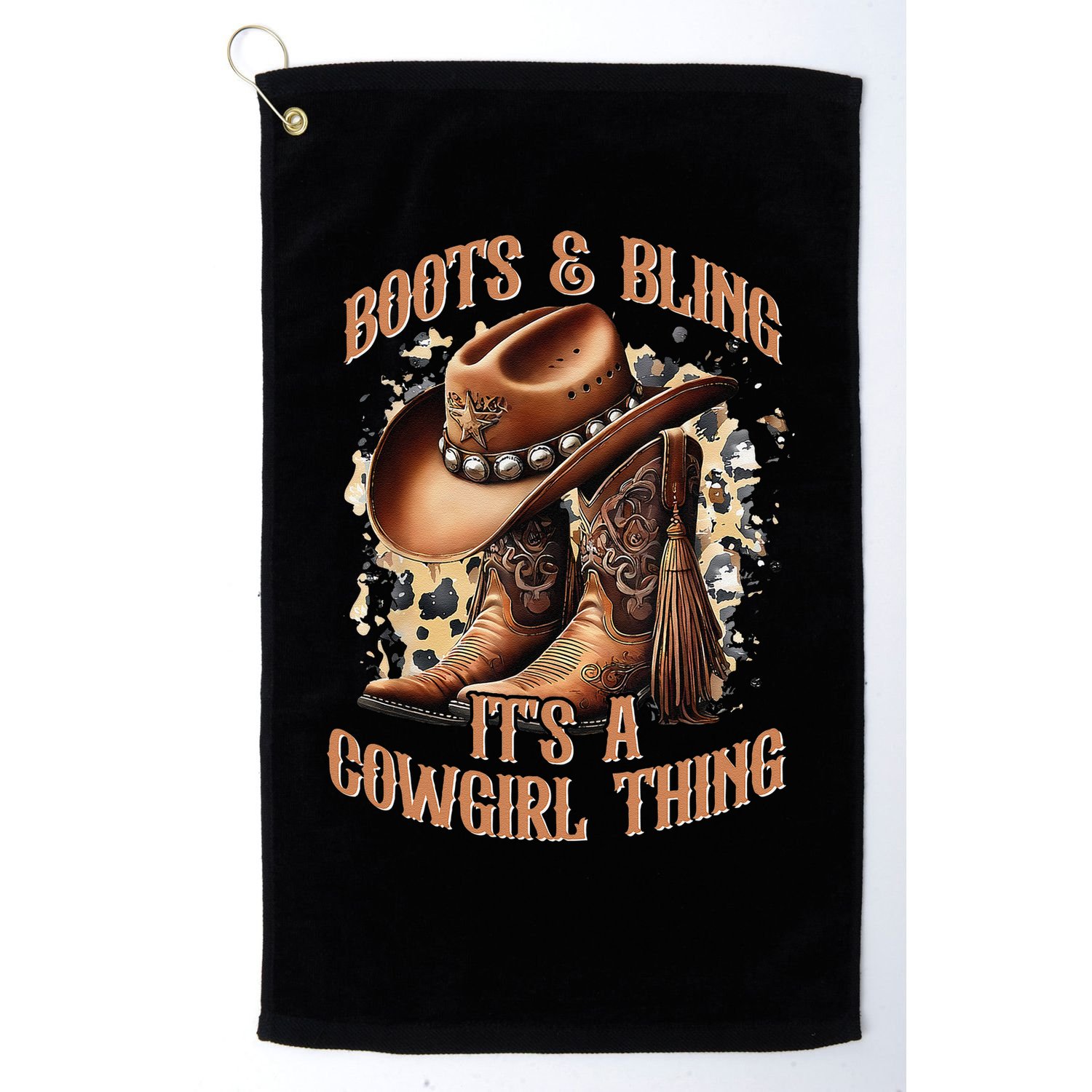 Boots And Bling Its A Cowgirl Thing Cowboy Hat Golf Towel