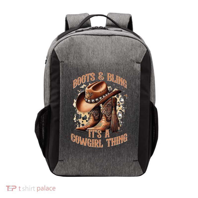 Boots And Bling Its A Cowgirl Thing Cowboy Hat Vector Backpack