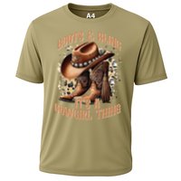 Boots And Bling Its A Cowgirl Thing Cowboy Hat Cooling Performance Crew T-Shirt