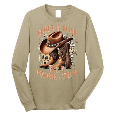 Boots And Bling Its A Cowgirl Thing Cowboy Hat Long Sleeve Shirt