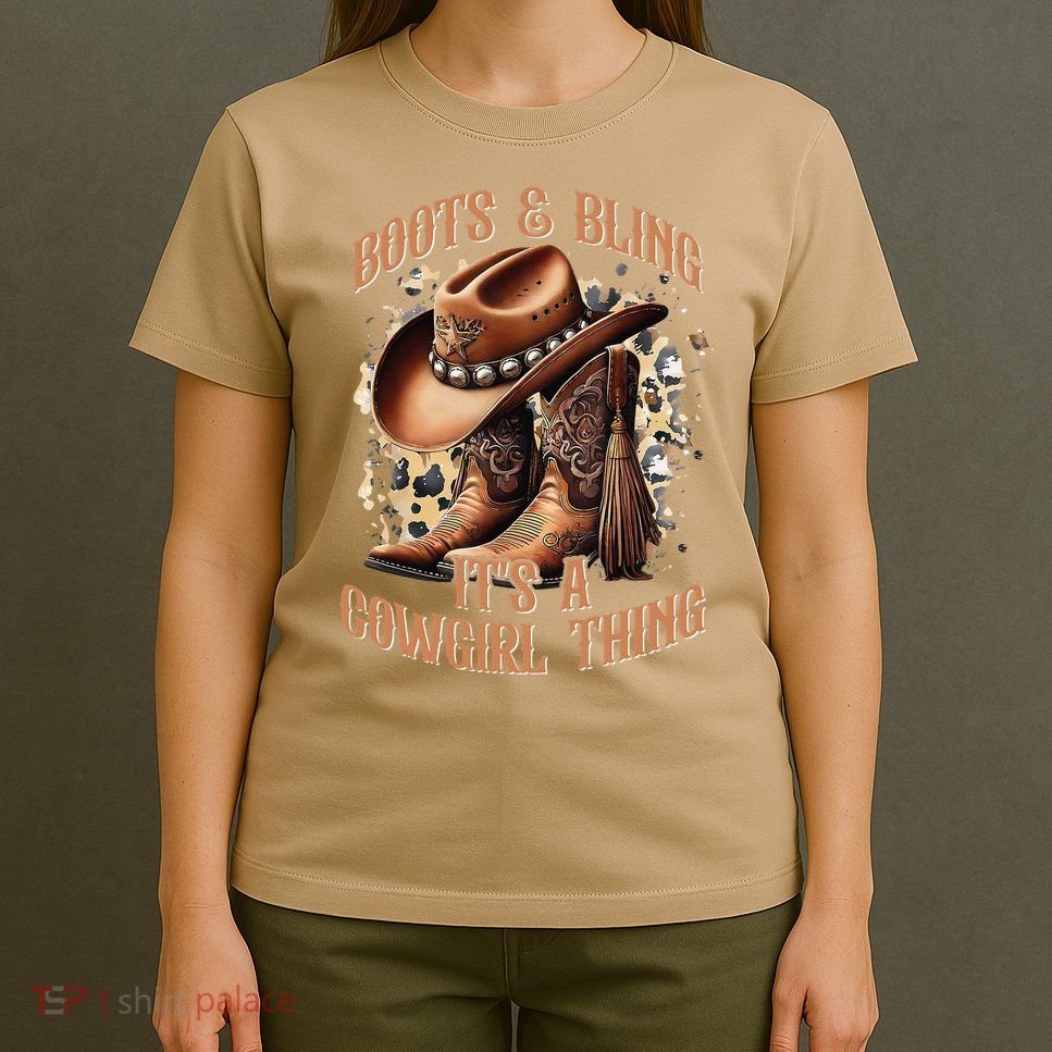 Boots And Bling Its A Cowgirl Thing Cowboy Hat T-Shirt