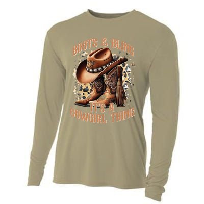 Boots And Bling Its A Cowgirl Thing Cowboy Hat Cooling Performance Long Sleeve Crew