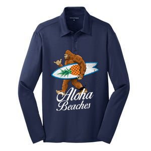 Bigfoot Aloha Beaches Hawaiian Pineapple SurfVacation Silk Touch Performance Long Sleeve Polo