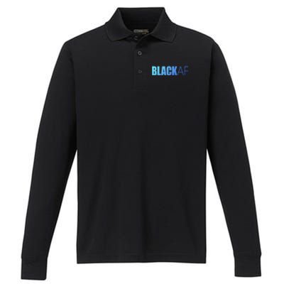 Black Af Blackaf African American Pride History Month Funny Gift Performance Long Sleeve Polo