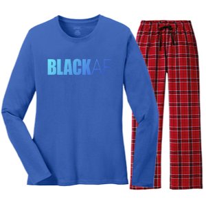 Black Af Blackaf African American Pride History Month Funny Gift Women's Long Sleeve Flannel Pajama Set 