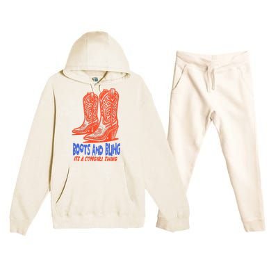 Boots And Bling ItS A Cowgirl Thing Vintage Premium Hooded Sweatsuit Set