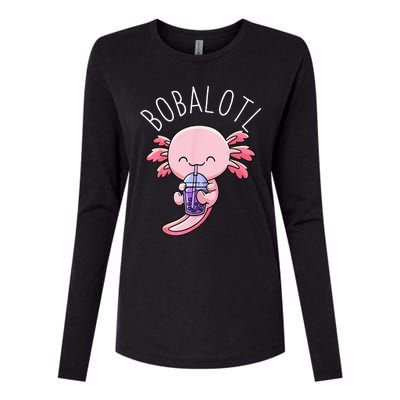 Bobalotl Axolotl Boba Tea Bubble Milk Womens Cotton Relaxed Long Sleeve T-Shirt