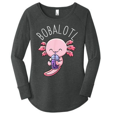 Bobalotl Axolotl Boba Tea Bubble Milk Women's Perfect Tri Tunic Long Sleeve Shirt