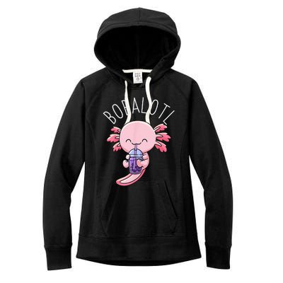 Bobalotl Axolotl Boba Tea Bubble Milk Women's Fleece Hoodie