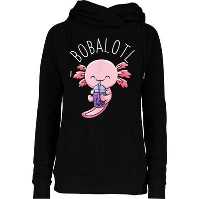 Bobalotl Axolotl Boba Tea Bubble Milk Womens Funnel Neck Pullover Hood