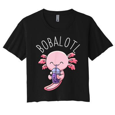 Bobalotl Axolotl Boba Tea Bubble Milk Women's Crop Top Tee