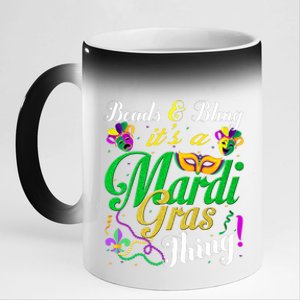 Beads And Bling ItS A Mardi Gras Thing Carnival Costume 11oz Black Color Changing Mug