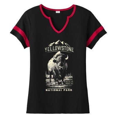 Buffalo American Bison Yellowstone National Park Ladies Halftime Notch Neck Tee