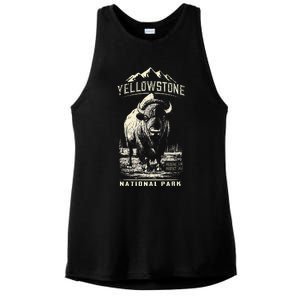 Buffalo American Bison Yellowstone National Park Ladies PosiCharge Tri-Blend Wicking Tank