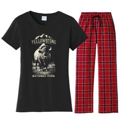 Buffalo American Bison Yellowstone National Park Women's Flannel Pajama Set