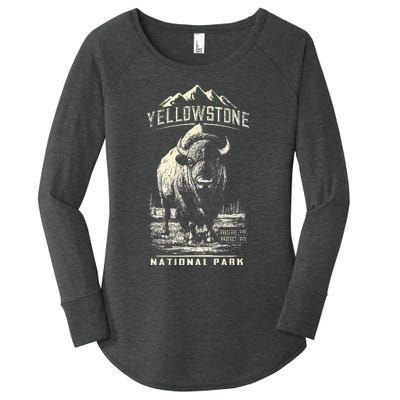 Buffalo American Bison Yellowstone National Park Women's Perfect Tri Tunic Long Sleeve Shirt