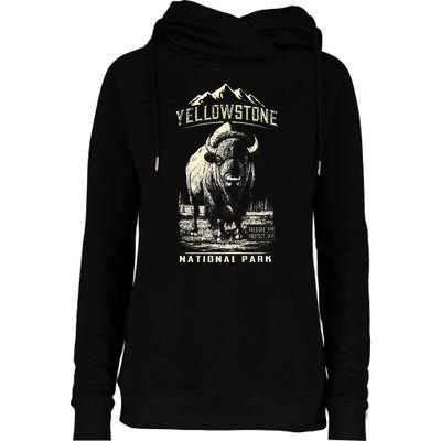 Buffalo American Bison Yellowstone National Park Womens Funnel Neck Pullover Hood