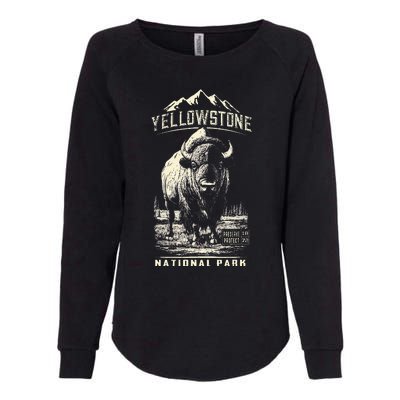 Buffalo American Bison Yellowstone National Park Womens California Wash Sweatshirt