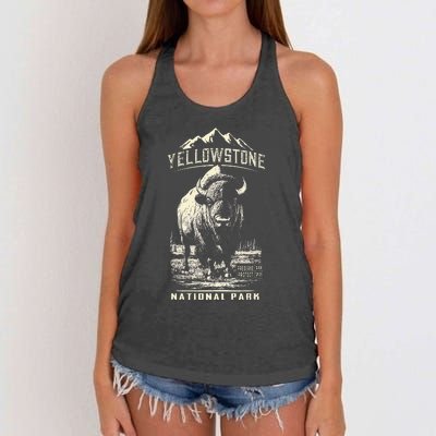 Buffalo American Bison Yellowstone National Park Women's Knotted Racerback Tank