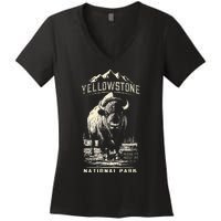 Buffalo American Bison Yellowstone National Park Women's V-Neck T-Shirt