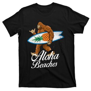 Bigfoot Aloha Beaches Hawaiian Pineapple Surf Vacation T-Shirt