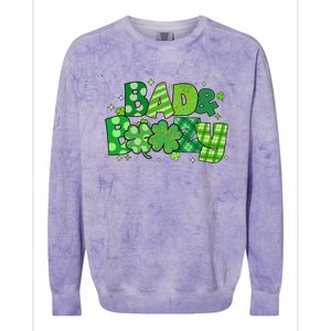 Bad And Boozy Patricks Day Lucky Shamrock Irish Colorblast Crewneck Sweatshirt