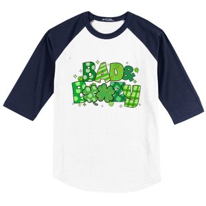 Bad And Boozy Patricks Day Lucky Shamrock Irish Baseball Sleeve Shirt