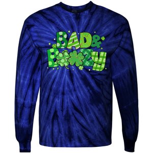 Bad And Boozy Patricks Day Lucky Shamrock Irish Tie-Dye Long Sleeve Shirt