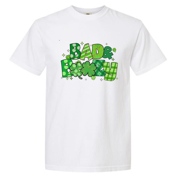 Bad And Boozy Patricks Day Lucky Shamrock Irish Garment-Dyed Heavyweight T-Shirt