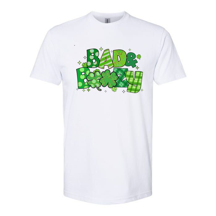 Bad And Boozy Patricks Day Lucky Shamrock Irish Softstyle CVC T-Shirt