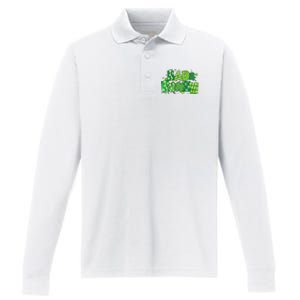 Bad And Boozy Patricks Day Lucky Shamrock Irish Performance Long Sleeve Polo