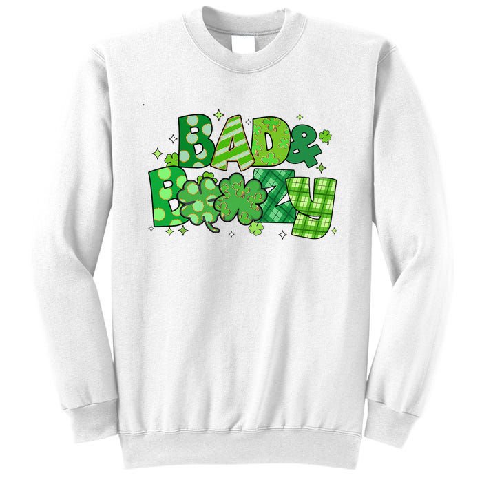 Bad And Boozy Patricks Day Lucky Shamrock Irish Sweatshirt